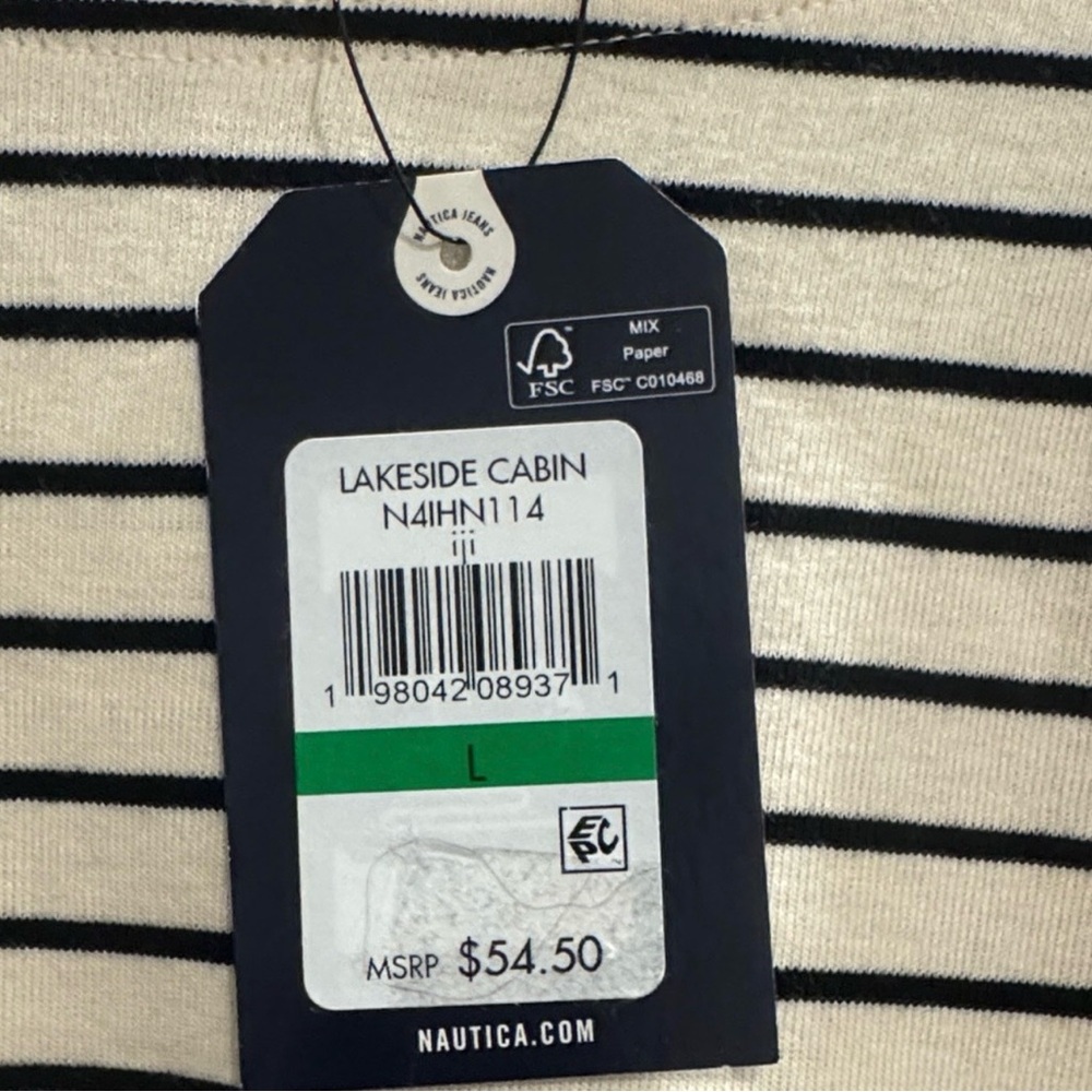 Nautica Striped Colorblock Long Sleeve Top NWT Red Navy L - Picture 3 of 5
